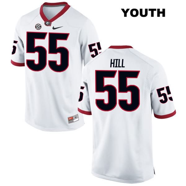 Georgia Bulldogs Youth Trey Hill #55 NCAA Authentic White Nike Stitched College Football Jersey GSH7856QD